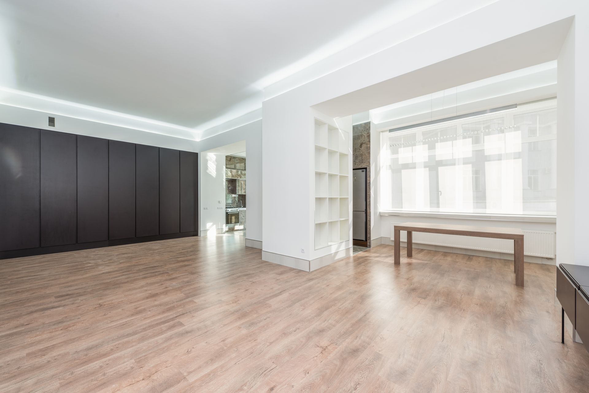 A bright, freshly painted modern living room